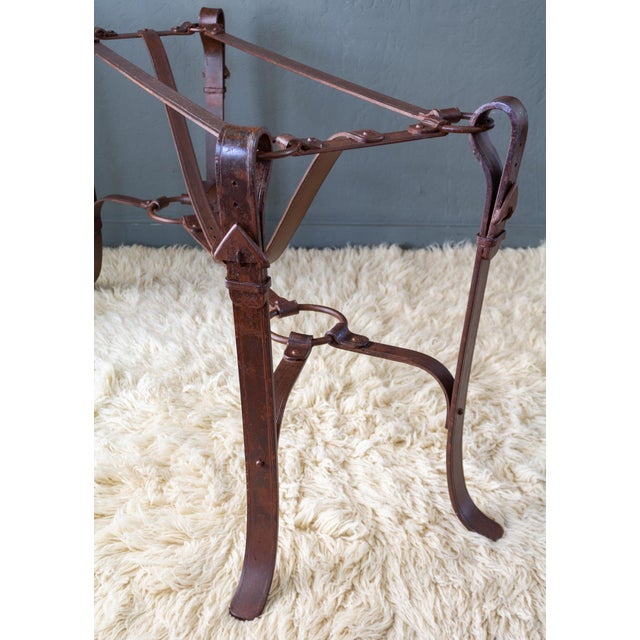 Jacques Adnet Hermes Style Iron Leather Bridle Strap Equestrian Console Table For Sale - Image 17 of 18