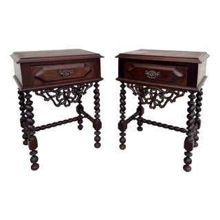 Portuguese Barley Twist Nightstands, 1940s, Set of 2 For Sale