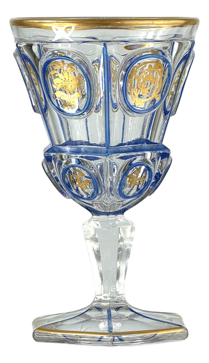 Gilt and Blue Enamel Art Glass Goblet, Late 19th Century