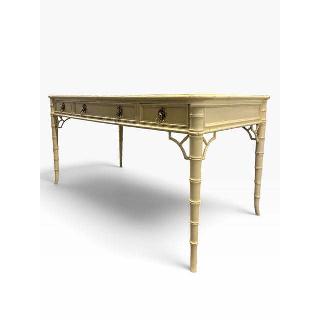 Baker Furniture Company 1970s Baker Furniture Chippendale Faux Bamboo Desk For Sale - Image 4 of 11