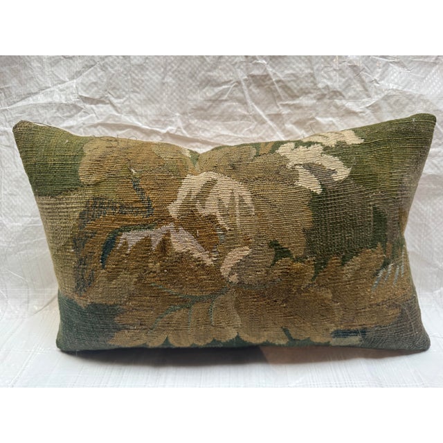 17th Century Brussels Tapestry Fragment Pillow With Floral Motif For Sale - Image 4 of 5