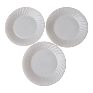 Vintage 1960s Fire King White Swirl Milk Glass Dinner Plates- Set of 3