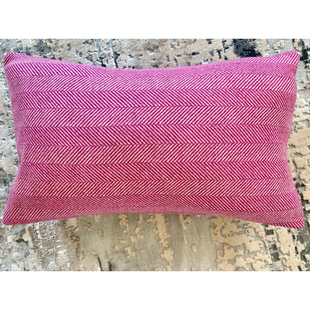 Contemporary FirmaMenta Fuchsia Pink Herringbone Wool Lumbar Pillow For Sale In San Francisco - Image 6 of 6