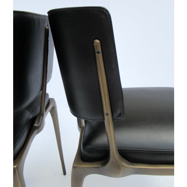 C.1998-99 French Paul Mathieu(Design) for Holly Hunt Showrooms -"Reve" Bronze & Leather Side/Occasional Chairs -Pair For Sale - Image 14 of 18