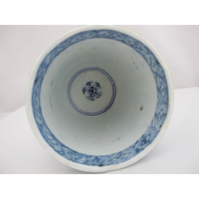 Japanese Edo Blue & White Porcelain Scholars Soba Choko Noodle Bowl or Tea Cup For Sale - Image 4 of 6