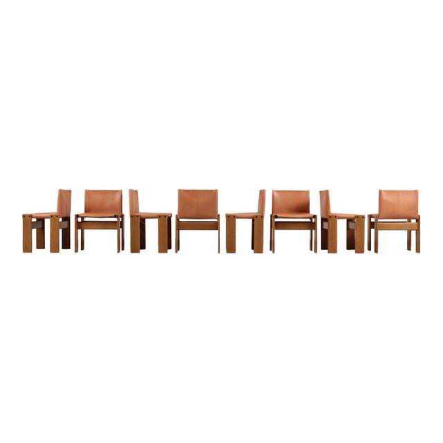 Monk Chairs in Walnut and Buffalo Leather by Afra and Tobia Scarpa for Molteni, 1973, Set of 8 For Sale - Image 13 of 18