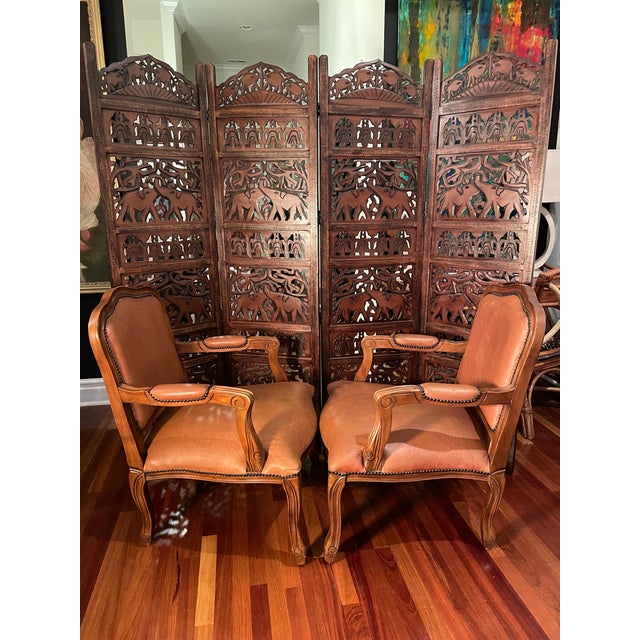 Ralph Lauren Vintage Louis XV–Style Ralph Lauren Aesthetic -Large Leather Accent Chairs For Sale - Image 4 of 6