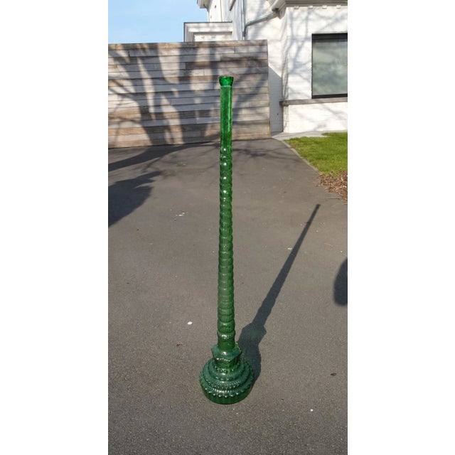 Vintage Green Long Neck Glass Empoli Vase Bottle For Sale - Image 4 of 5