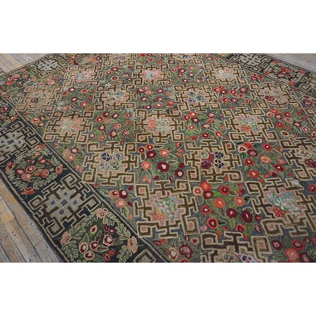 Early 20th Century American Hooked Rug, Size:7' 3" x 9'