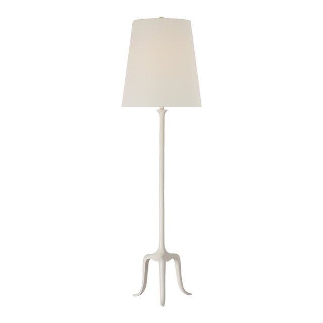 AERIN by Visual Comfort Signature Mathilde 59" Floor Lamp in Plaster White with Linen Shade For Sale
