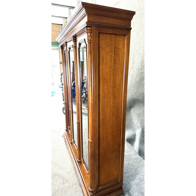 Wood Late 20th Century Monumental 3-Door Library Bookcase With Columns For Sale - Image 7 of 16
