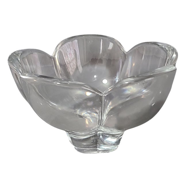 Late 20th Century Vintage Crystal Lotus Flower Candy Dish Bowl For Sale - Image 5 of 5