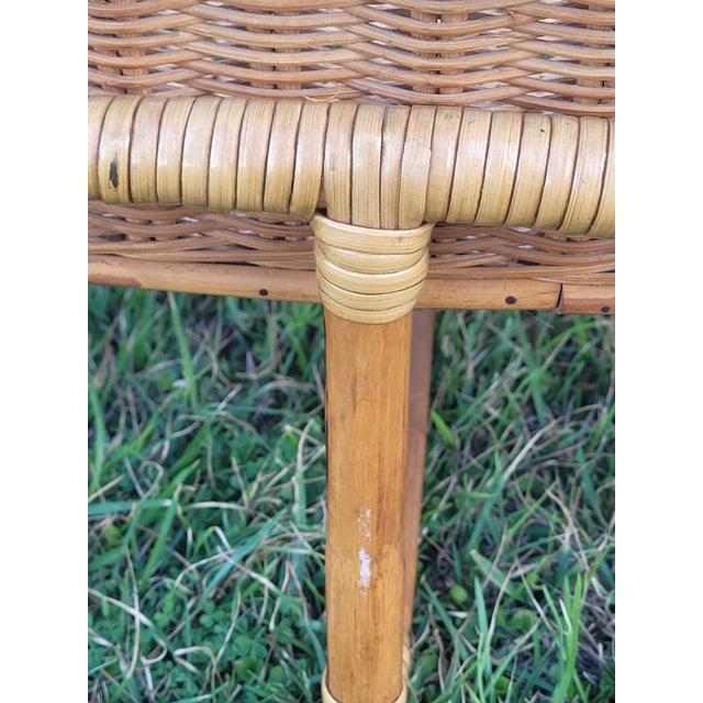 Brown Mid 20th Century Boho Chic Wicker & Rattan Sleigh-Style Rocking Bassinet For Sale - Image 8 of 11