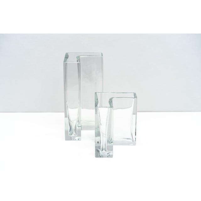 Beautiful and rare set of "Angolari" or "Angular Vases" designed by Roberto Sambonet for Baccarat in 1978. The large,...