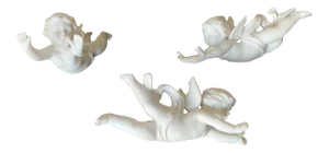 Vintage Porcelain Angles With Clips by Ardalt - 3 Pieces