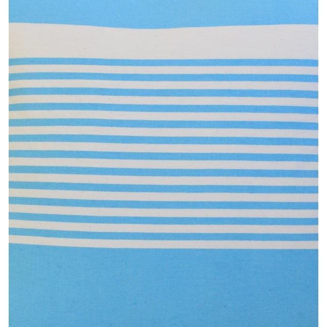 French Blue & White Nautical Striped Feather/Down Pillows 22" Square - Pair For Sale In Los Angeles - Image 6 of 11