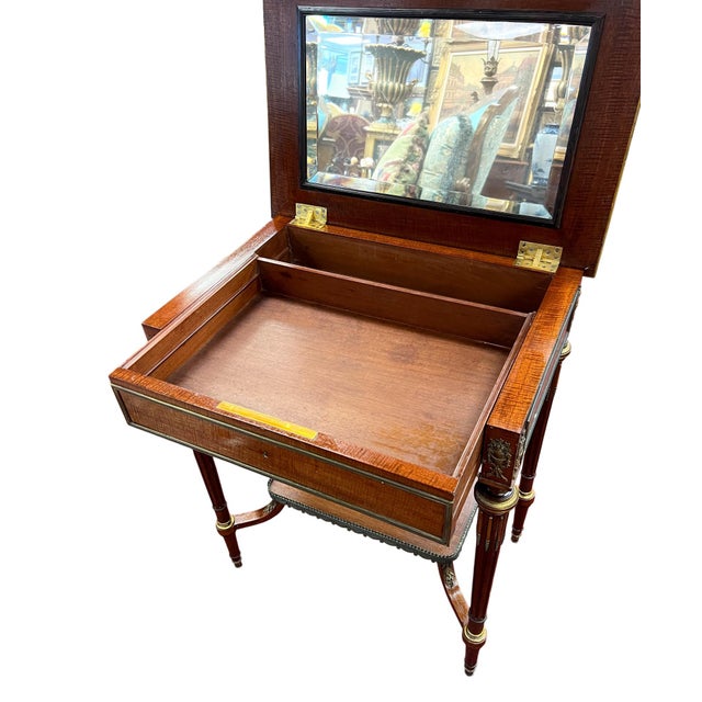 French Louis XVI Revival Flip-Top Dressing Table With Ormolu Mounts, Late 19th Century For Sale - Image 3 of 16