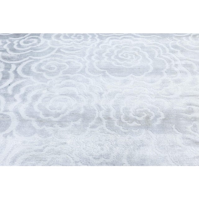 Contemporary Handmade Camellia Rug in White Silk by Doris Leslie Blau For Sale - Image 4 of 6