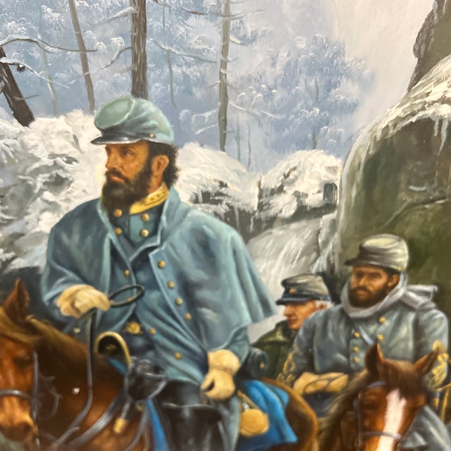 Paint Oil on Canvas Painting by A. Degrazio Copy of "The Romney Expedition" Depicting Major General Thomas J. "Stonewall" Jackson For Sale - Image 7 of 12
