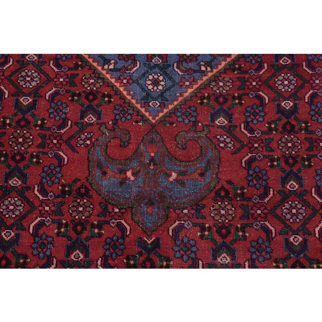 Textile Vintage Retro Tabriz Red/Blue Wool Rug - 9'7'' X 12'6'' For Sale - Image 7 of 10