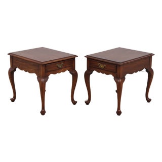 Pair of Henkel Harris Cherry 1 Drawer End Tables For Sale