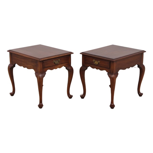 Pair of Henkel Harris Cherry 1 Drawer End Tables For Sale