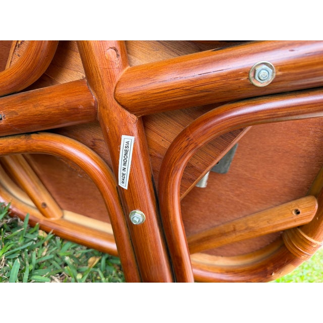 Vintage Sunburst Rattan Swivel Armchairs on Casters, Set of 6 For Sale - Image 15 of 18