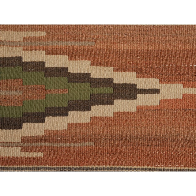 1970s Vintage Handmade Wool Cotton Terracotta Runner Rug For Sale - Image 4 of 11