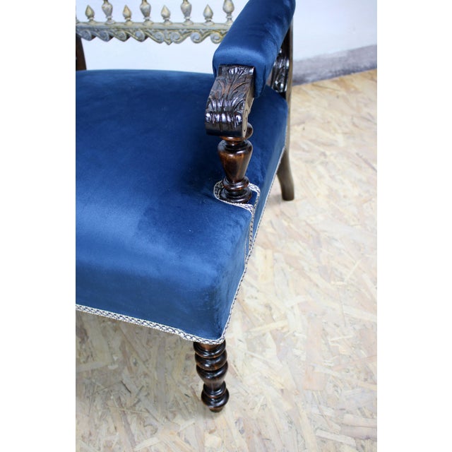 Set of Blue Armchairs, 1830s For Sale - Image 3 of 16