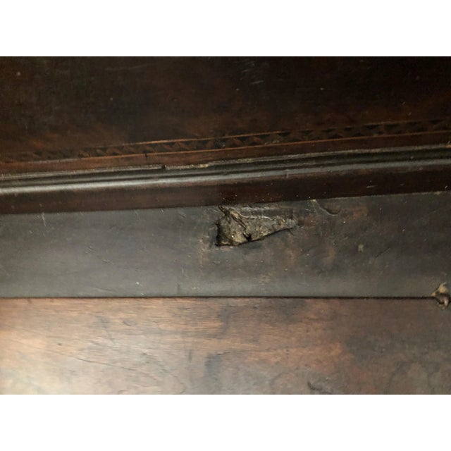 Rare, wonderful antique French church pew with arms. There are some interesting age/gouge marks in the wood, great patina...
