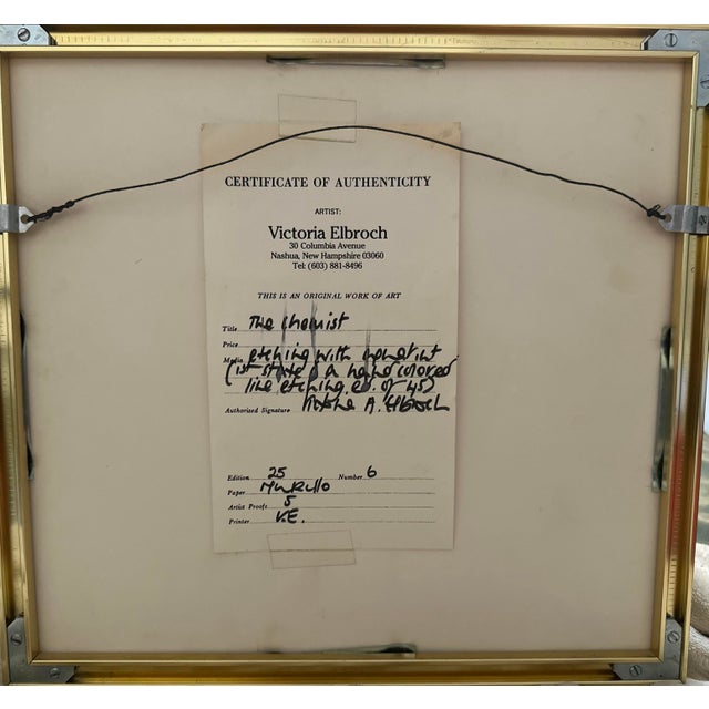 Victoria Elbroch Signed Hand-Colored Architectural Etching “The Chemist,” 6/25 For Sale - Image 4 of 11