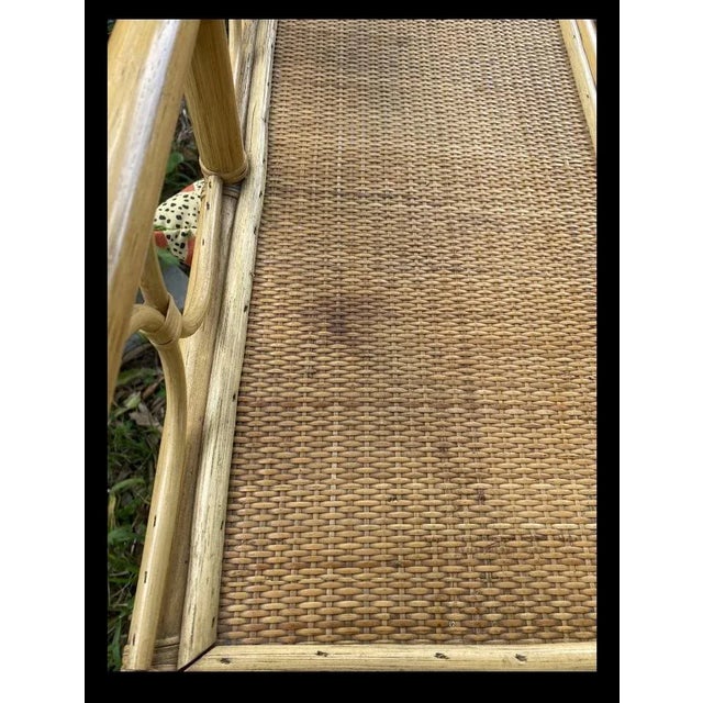 Beige Bamboo Shelving Unit and Storage. Mid Century Modern Bamboo Display Shelf . Wicker and Bamboo Display Stand For Sale - Image 8 of 10