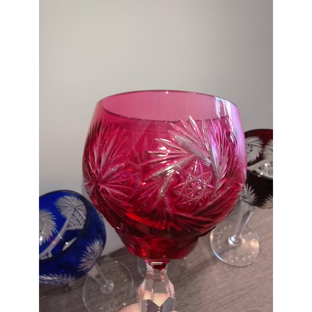 Late 20th Century 4 Nachtman Cut to Clear Colored Crystal Goblets For Sale In New York - Image 6 of 9