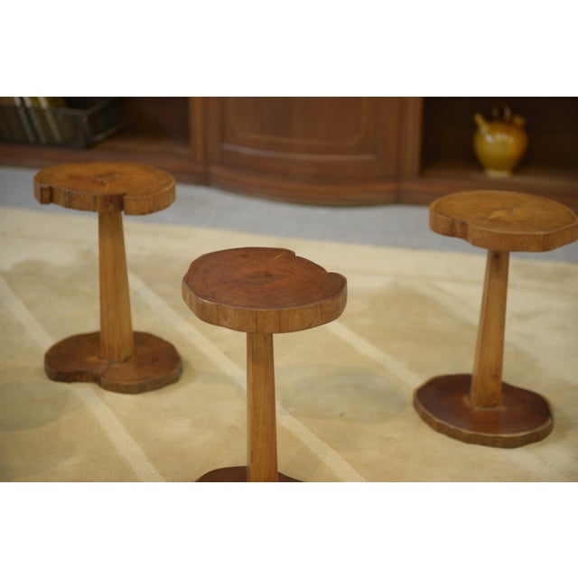 Vintage Brutalist Wooden Side Tables, 1960s, Set of 5 For Sale - Image 6 of 9