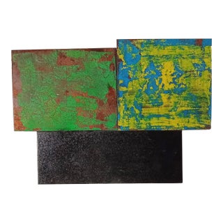 Contemporary Abstract Tempera, Aerosol on Metal "N 72" by Andre Debono For Sale