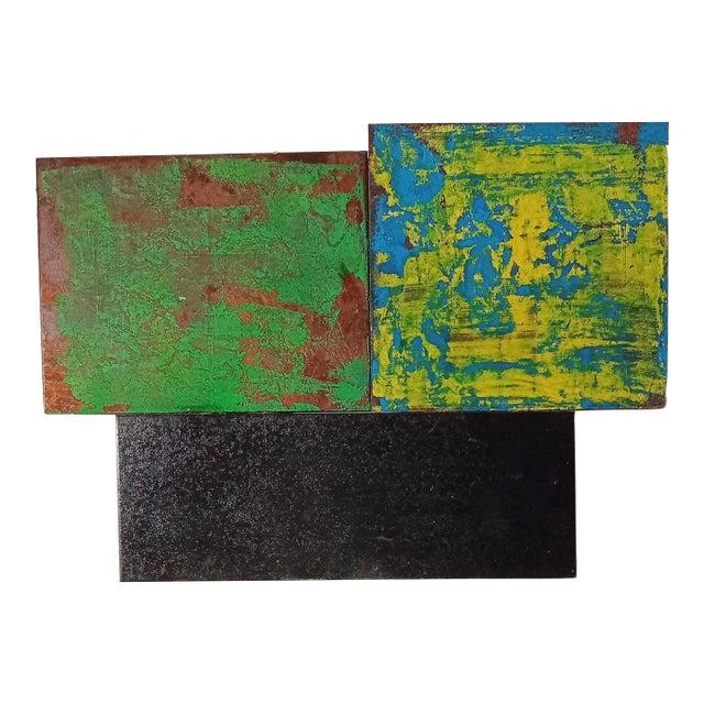 Contemporary Abstract Tempera, Aerosol on Metal "N 72" by Andre Debono For Sale