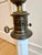 English Early 20th Century White Milk Glass & Patinated Brass Table Lamps - a Pair For Sale - Image 3 of 6