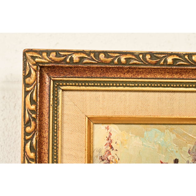 Original Artist Signed Impressionist Rural Landscape Oil on Canvas Painting of Cottage in Carved Giltwood Frame For Sale In South Bend - Image 6 of 11