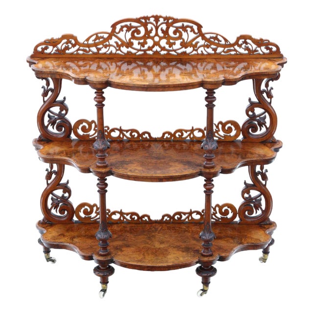19th Century Burr Walnut Demi-Lune Console Table For Sale