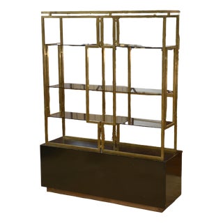 Brass, Lacquered Wood and Smoked Glass Shelf from Kim Moltzer, 1970s For Sale