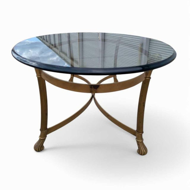 Late 20th Century Attributed LaBarge Glass Top Brass Coffee Table For Sale - Image 13 of 18