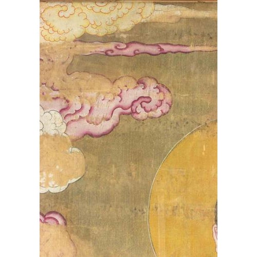 Unknown, Large Sino-Tibetan Portrait of a Seated Dignitary, Pigments & Ink on Cloth, 19th Century For Sale - Image 3 of 6