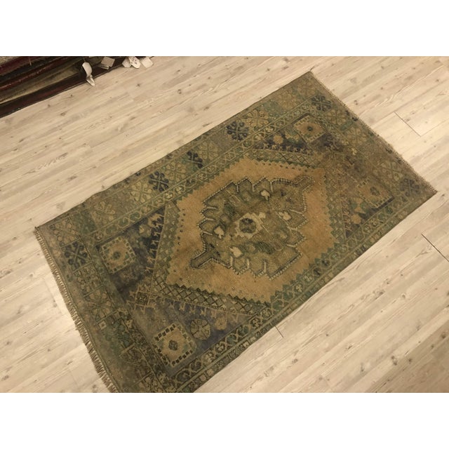 Khaki Turkish Handmade Oushak Vintage Rug For Sale - Image 8 of 11