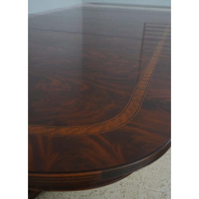 Henredon Mahogany Double Pedestal Inlaid Dining Table For Sale - Image 14 of 18