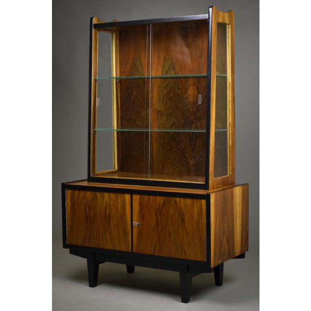 Mid-Century Modern Walnut Showcase Cabinet by R. T. Halas, Poland, 1960s For Sale - Image 4 of 11