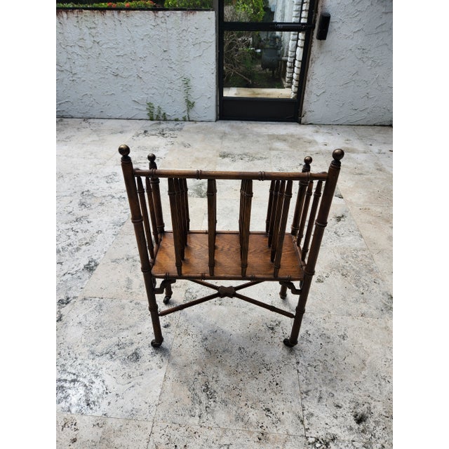1970s Chic Wood Faux Bamboo Magazine Rack For Sale In Miami - Image 6 of 11