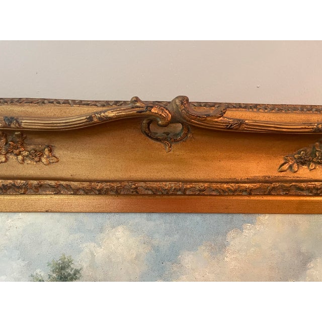 Original Vintage Landscape Oil Painting on Canvas Sheep in Meadow Signed by Artist For Sale - Image 9 of 12