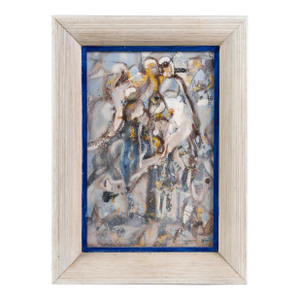 Vintage 1950s Oil on Board Abstract Painting by Hari Van Hoeffen, Framed