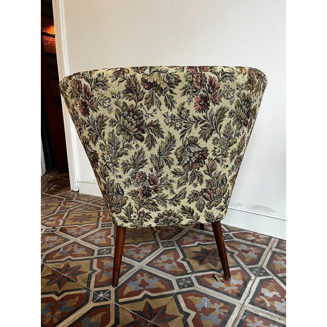 Textile Cocktail Lounge Chair with Floral Upholstery, 1960s For Sale - Image 7 of 11
