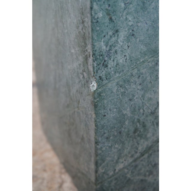 Metal Late 20th Century Green Marble Copper Lined Hotel Lobby Trash Can Ashtray Stands- Set of 2 For Sale - Image 7 of 12